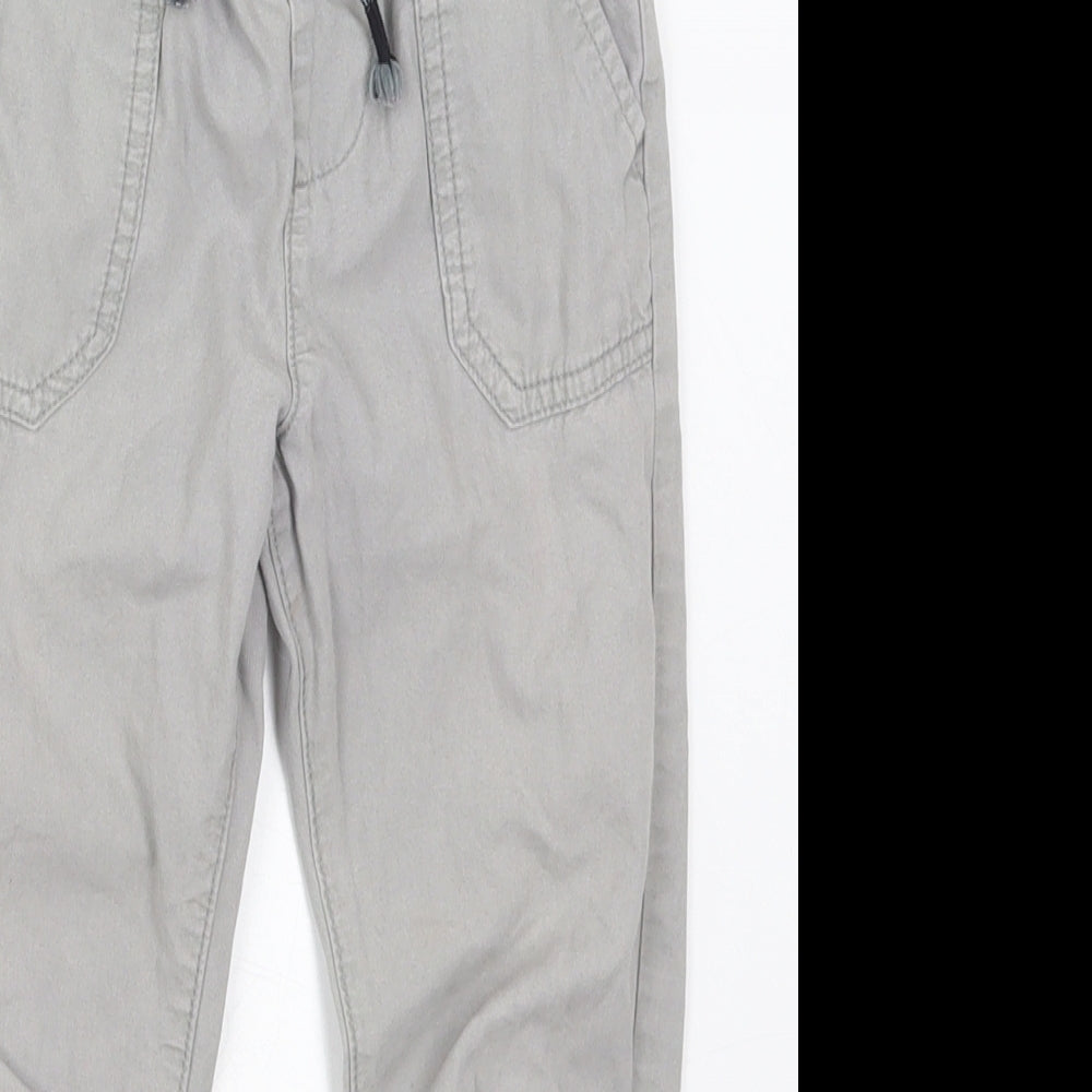 F&F Boys Grey  Cotton Cargo Trousers Size 4-5 Years  Regular Drawstring