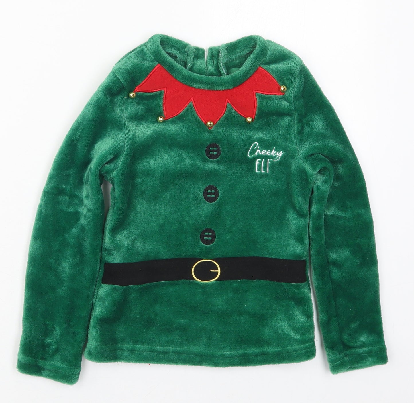 TJM Boys Green  Polyester Basic T-Shirt Size 6-7 Years Round Neck Button - Cheeky Elf