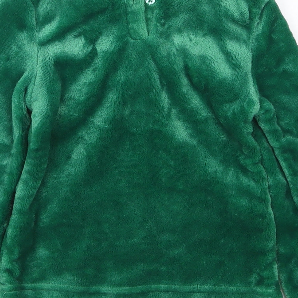 TJM Boys Green  Polyester Basic T-Shirt Size 6-7 Years Round Neck Button - Cheeky Elf