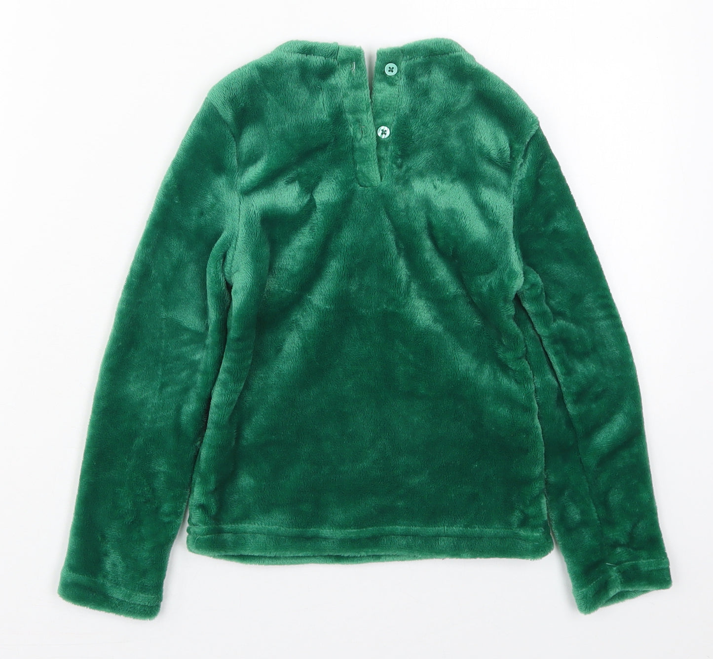 TJM Boys Green  Polyester Basic T-Shirt Size 8-9 Years Round Neck Button - Cheeky Elf