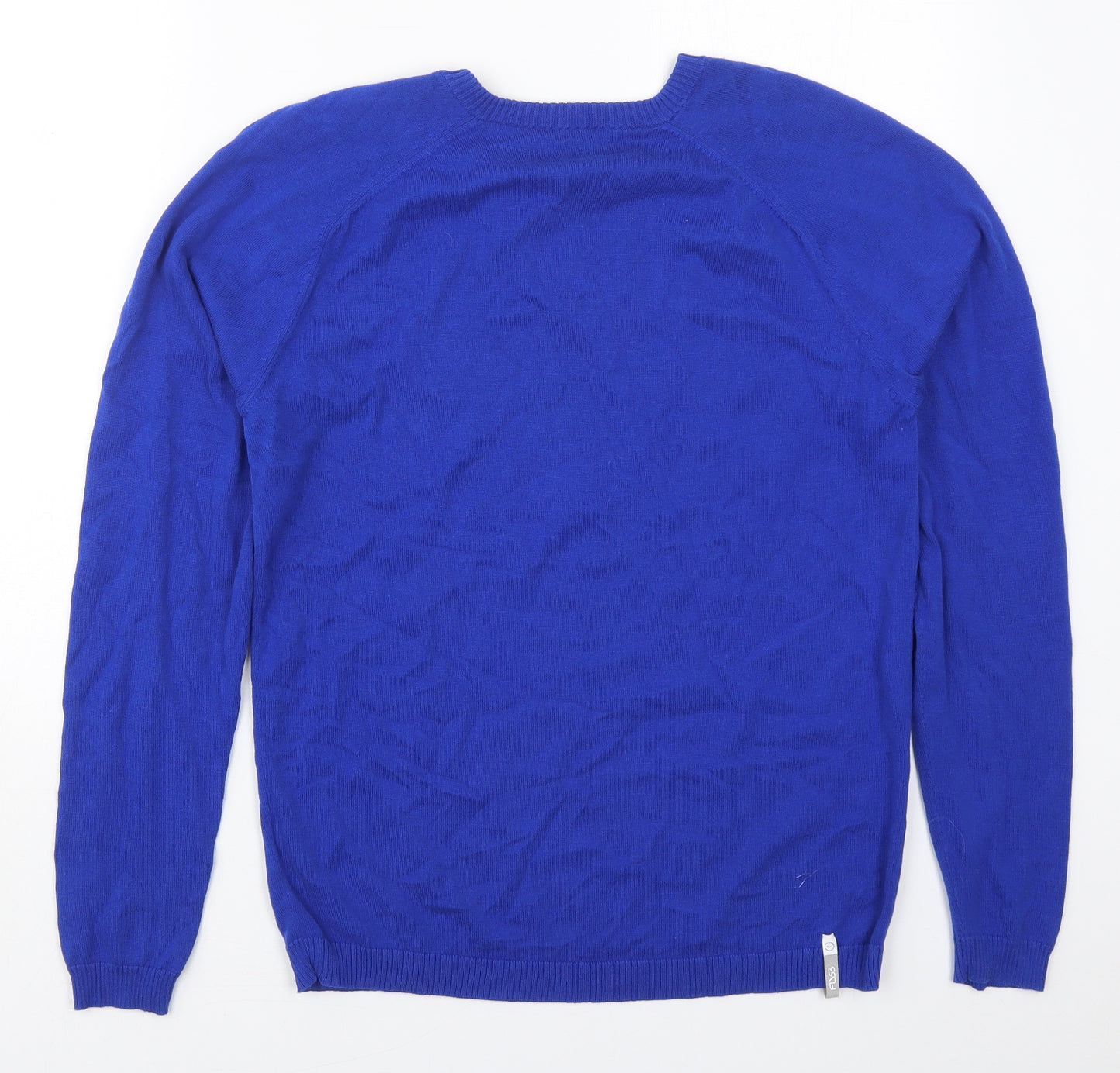 FLY53 Mens Blue V-Neck  Cotton Pullover Jumper Size M
