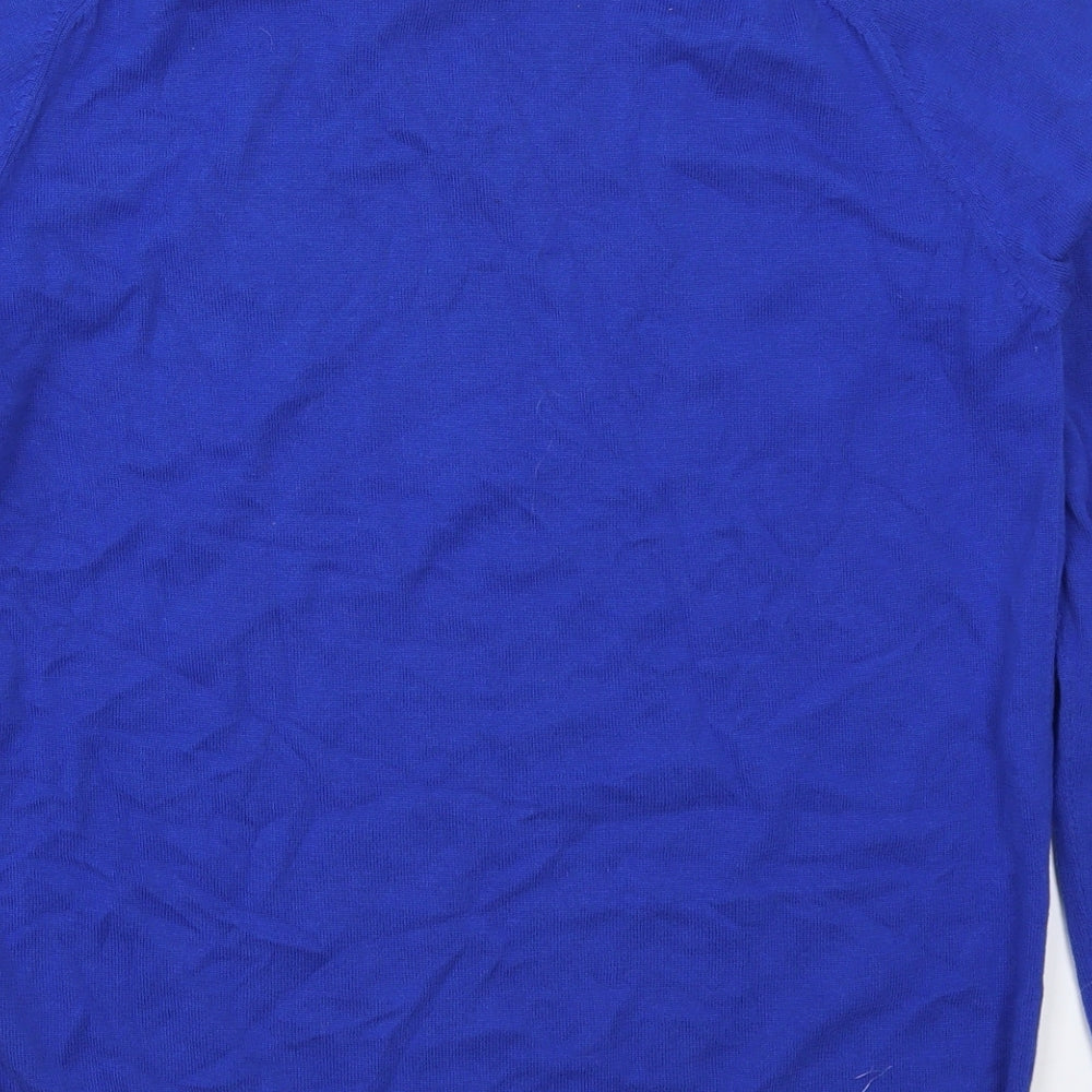 FLY53 Mens Blue V-Neck  Cotton Pullover Jumper Size M