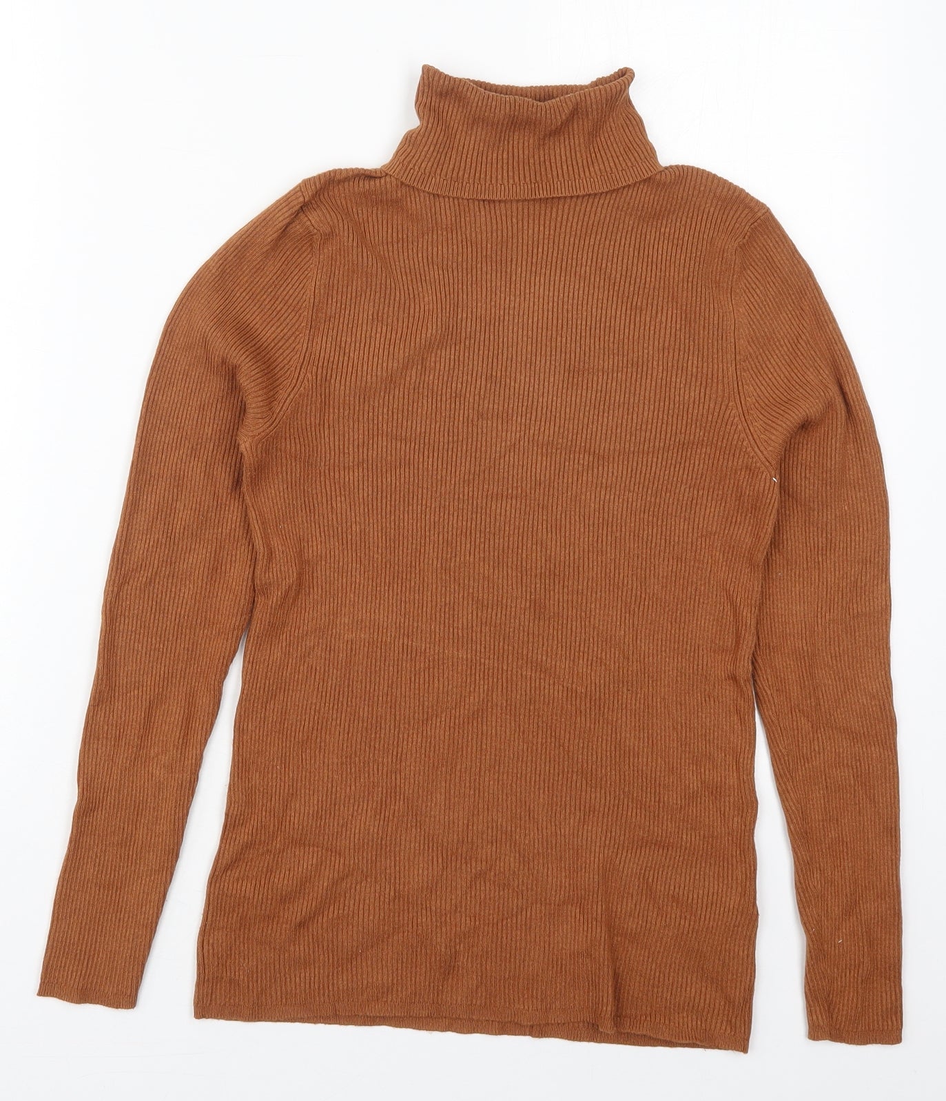 Marks and Spencer Womens Brown Roll Neck  Viscose Pullover Jumper Size 14