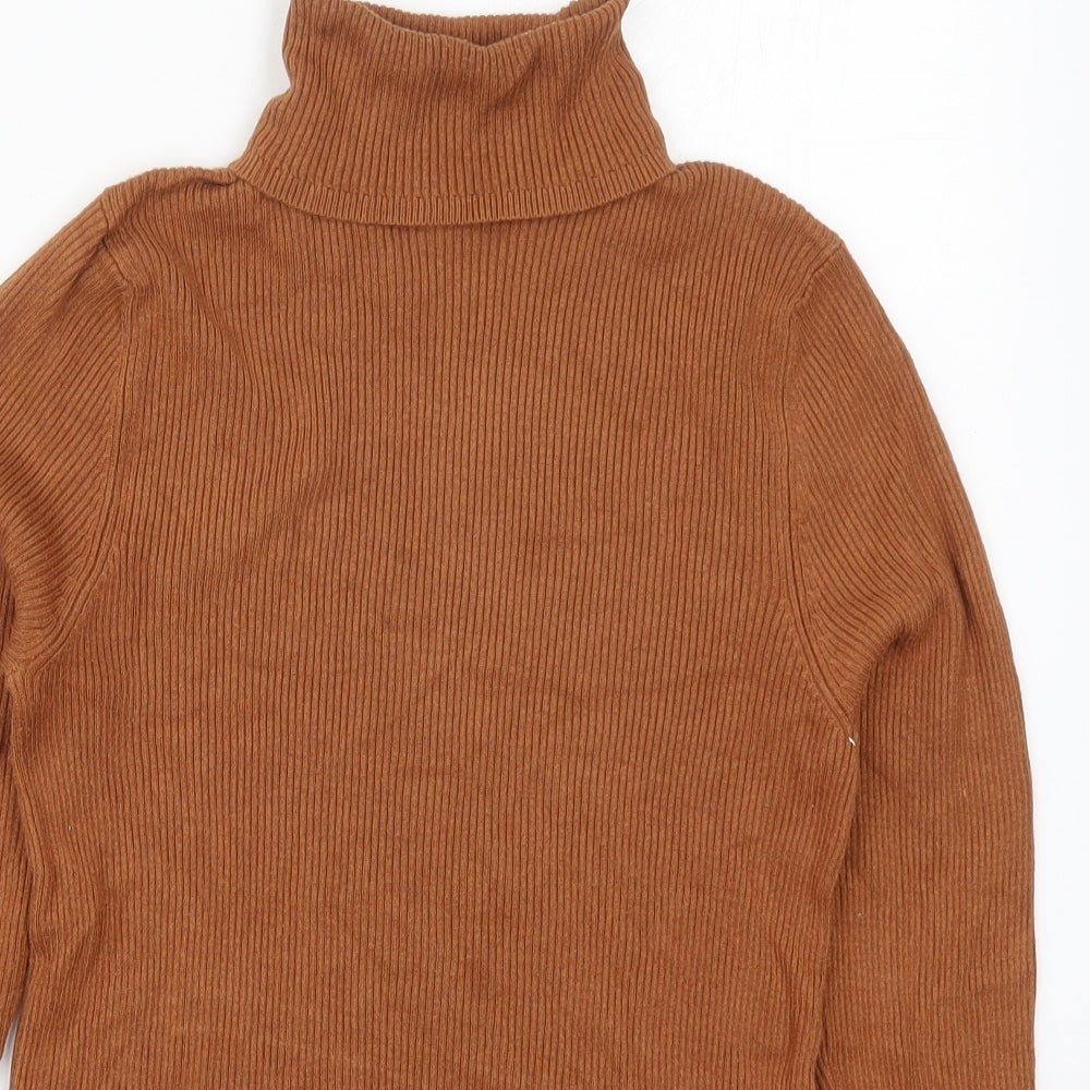 Marks and Spencer Womens Brown Roll Neck  Viscose Pullover Jumper Size 14