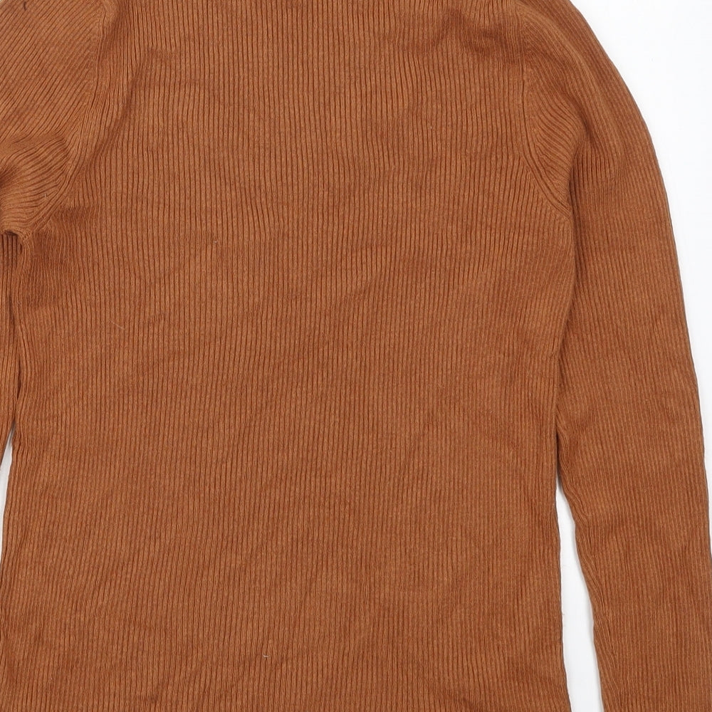 Marks and Spencer Womens Brown Roll Neck  Viscose Pullover Jumper Size 14
