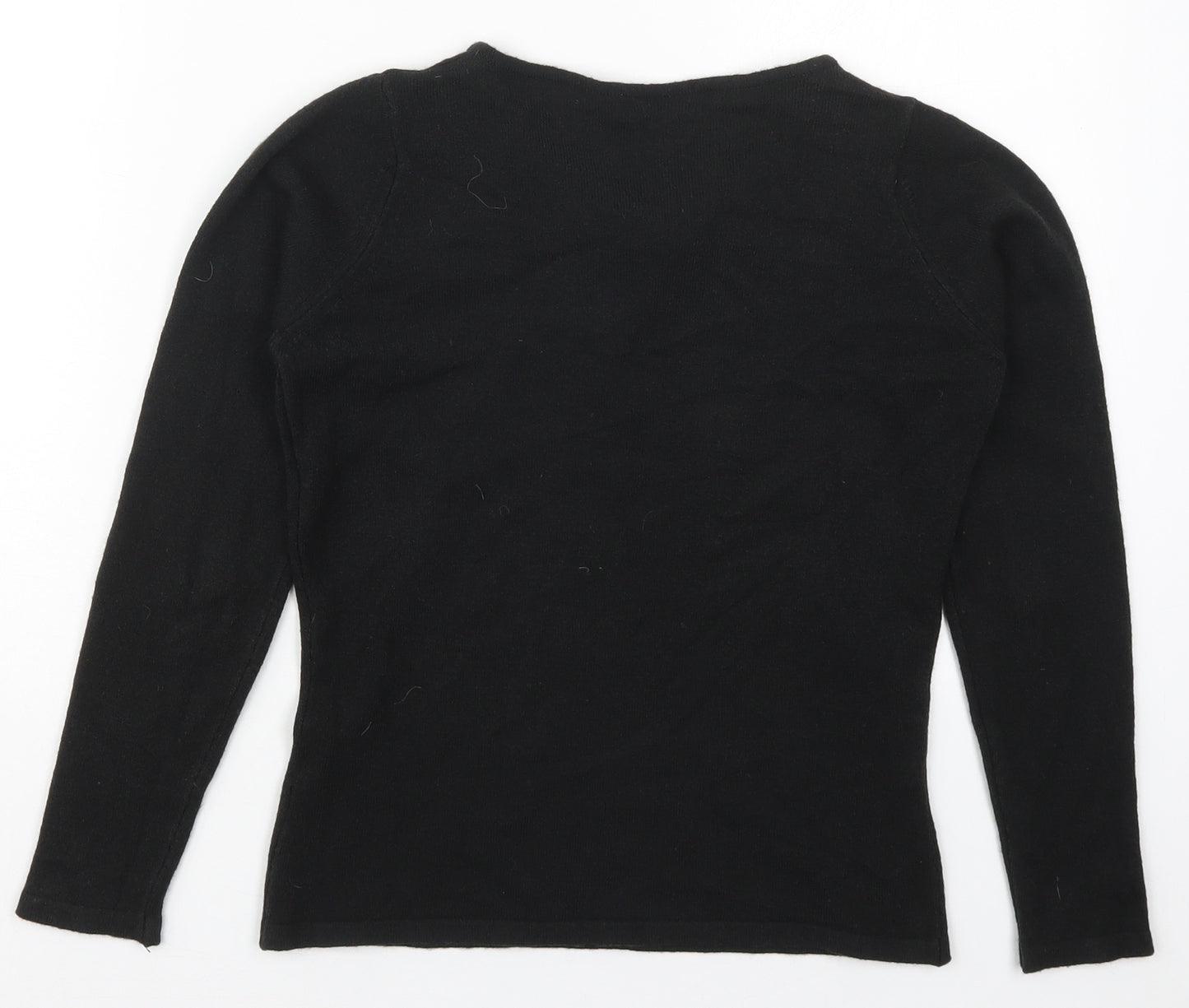 Marks and Spencer Womens Black V-Neck  Acrylic Pullover Jumper Size 10