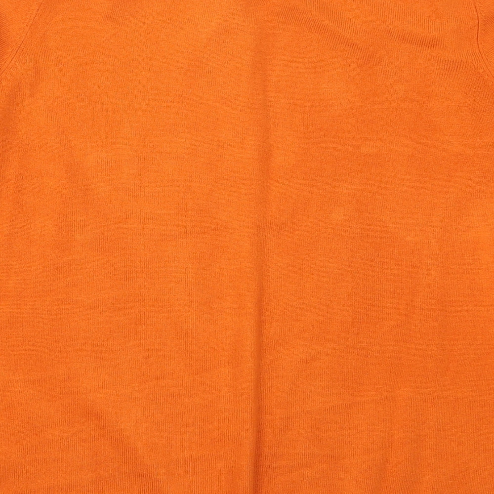 BHS Womens Orange Crew Neck  Acrylic Cardigan Jumper Size 8