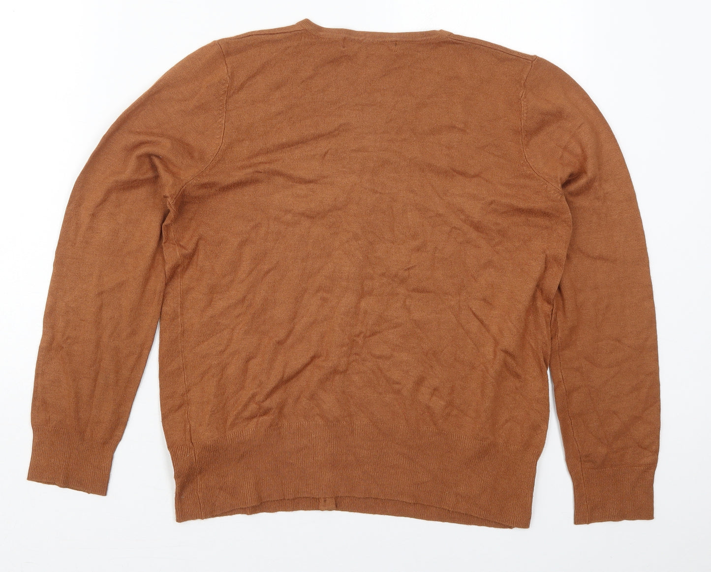 Marks and Spencer Womens Brown Crew Neck  Viscose Cardigan Jumper Size 12