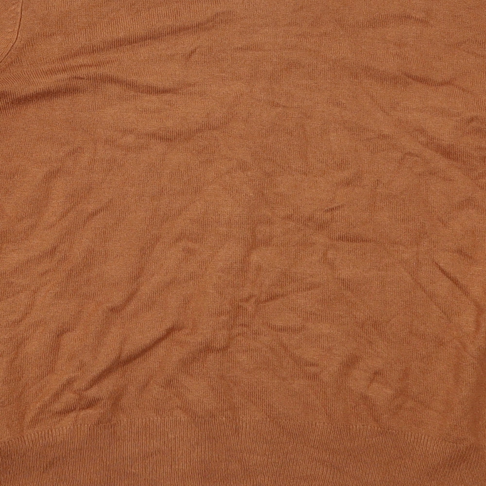 Marks and Spencer Womens Brown Crew Neck  Viscose Cardigan Jumper Size 12