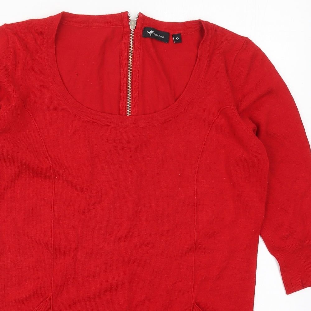 Internacionale Womens Red Round Neck  Viscose Pullover Jumper Size 12