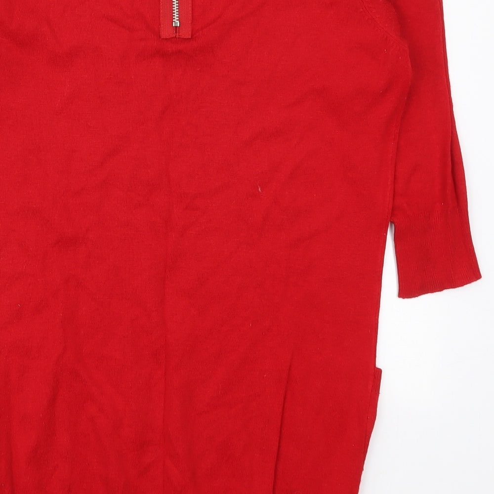 Internacionale Womens Red Round Neck  Viscose Pullover Jumper Size 12