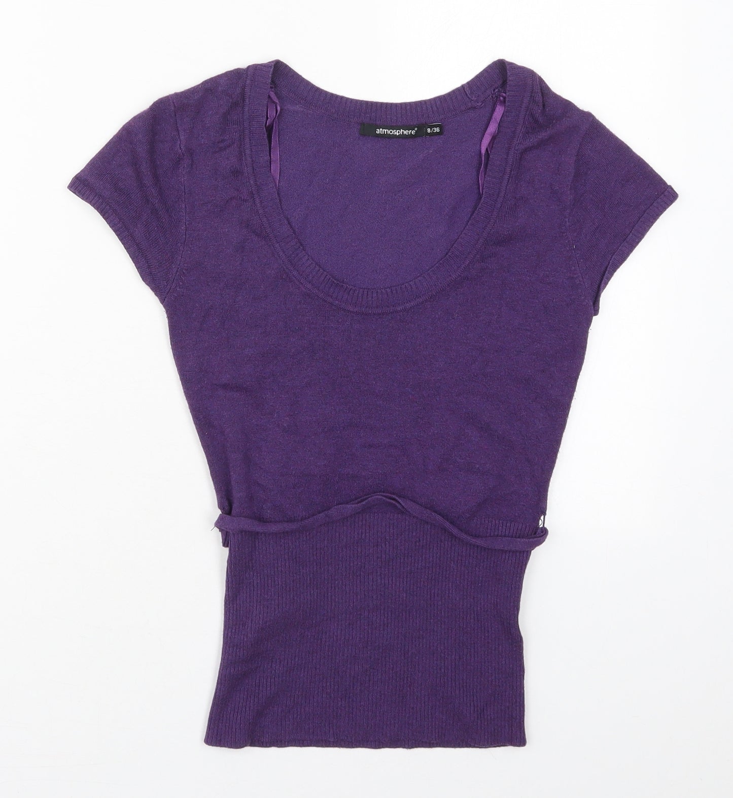 Atmosphere Womens Purple Scoop Neck  Viscose Pullover Jumper Size 8