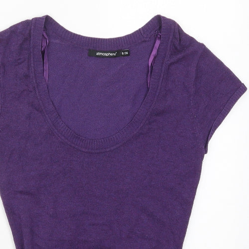 Atmosphere Womens Purple Scoop Neck  Viscose Pullover Jumper Size 8
