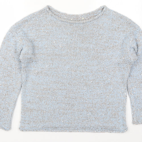 George Womens Blue Boat Neck  Polyester Pullover Jumper Size 16