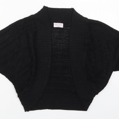 Pilot Womens Black V-Neck  Acrylic Cardigan Jumper Size S