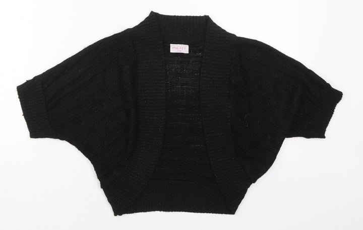 Pilot Womens Black V-Neck Acrylic Cardigan Jumper Size S