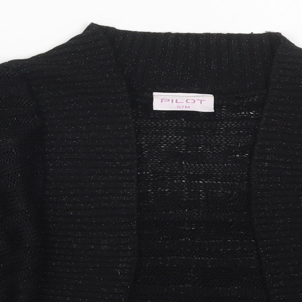 Pilot Womens Black V-Neck  Acrylic Cardigan Jumper Size S