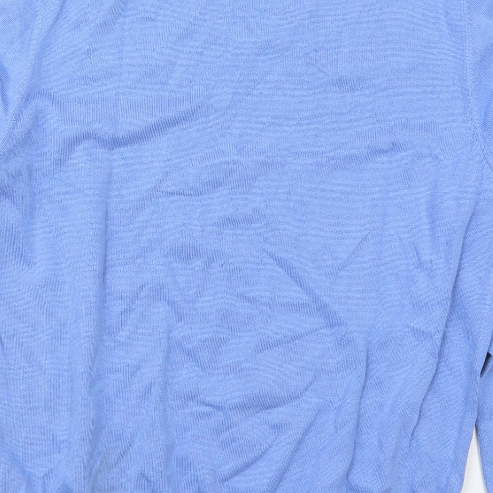 Brooks Brothers Mens Blue V-Neck  Cotton Pullover Jumper Size M