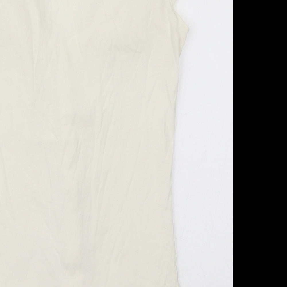 Dorothy Perkins Womens Ivory  Cotton Basic Button-Up Size 6 Scoop Neck