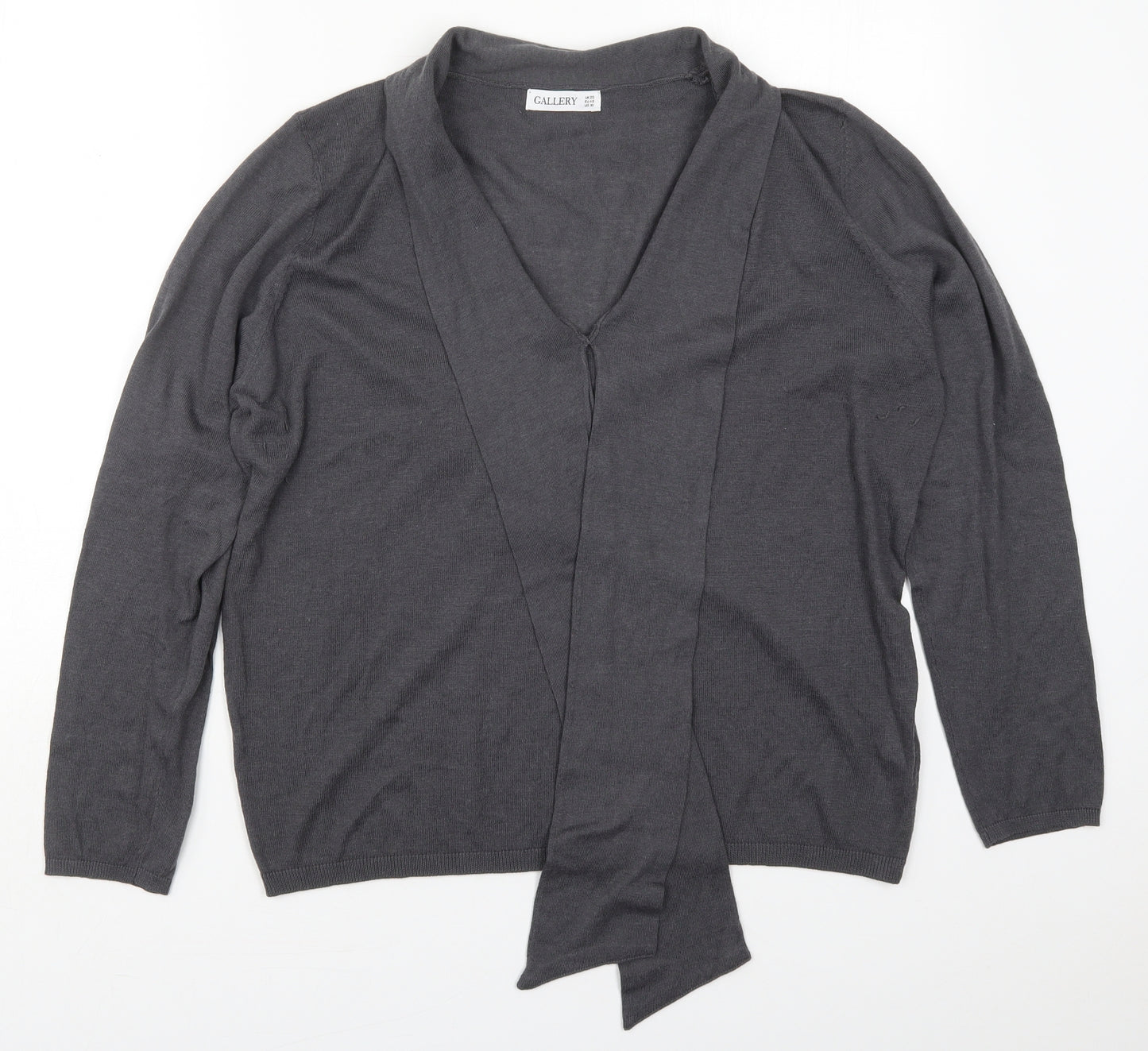 Gallery Womens Grey Collared  Viscose Pullover Jumper Size 20