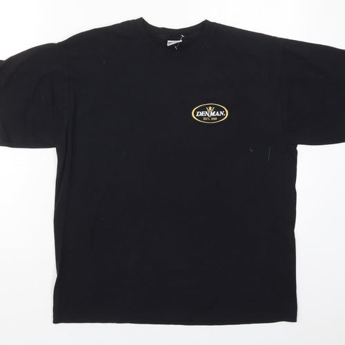 Russell Mens Black  Cotton  T-Shirt Size M Crew Neck  - Team Denman