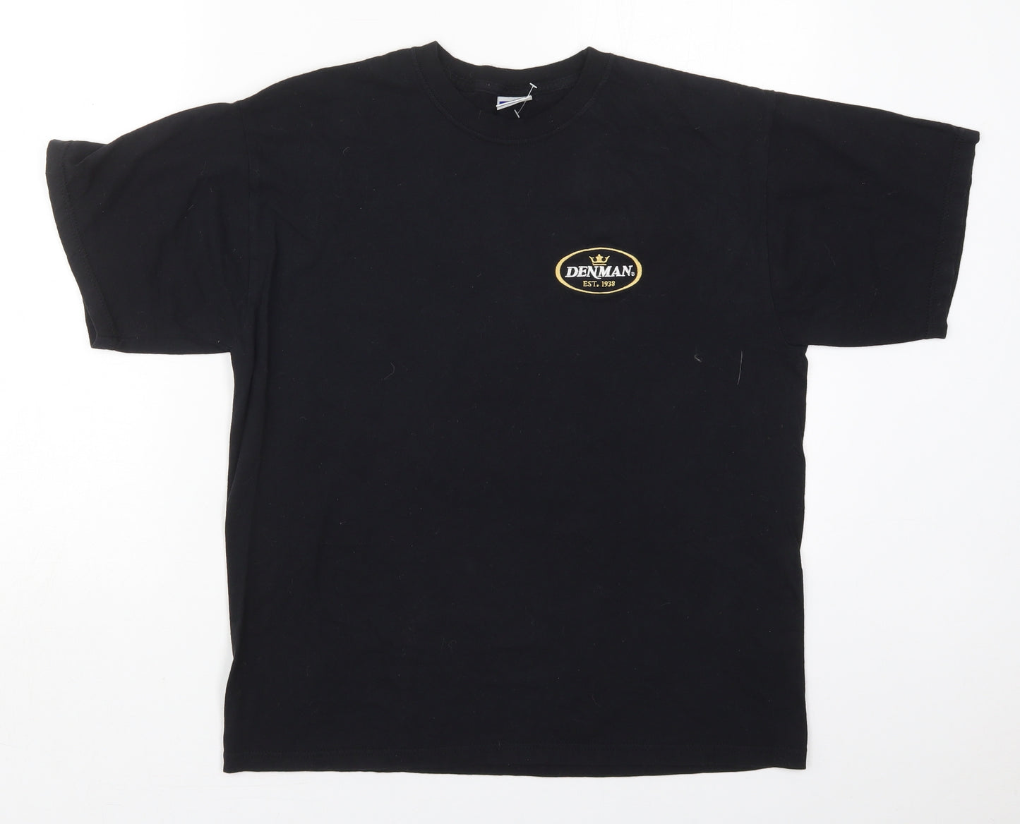 Russell Mens Black  Cotton  T-Shirt Size M Crew Neck  - Team Denman