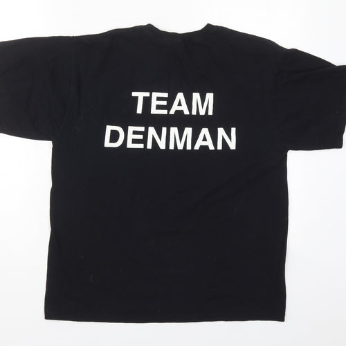 Russell Mens Black  Cotton  T-Shirt Size M Crew Neck  - Team Denman