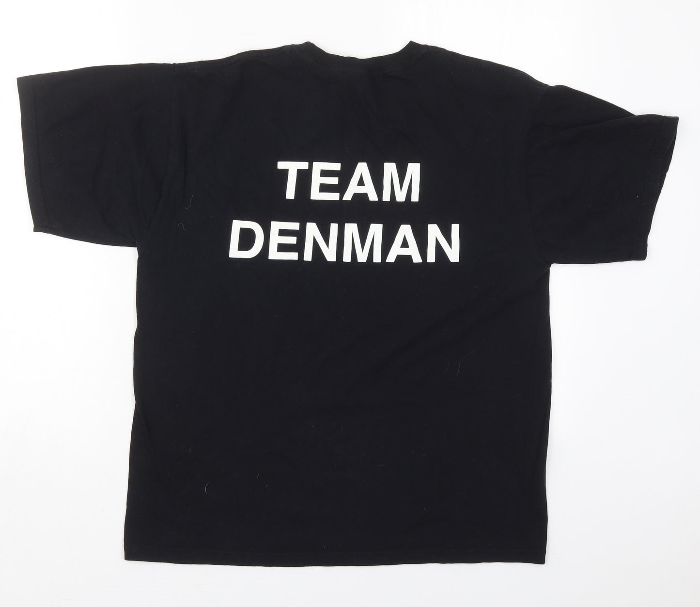 Russell Mens Black  Cotton  T-Shirt Size M Crew Neck  - Team Denman