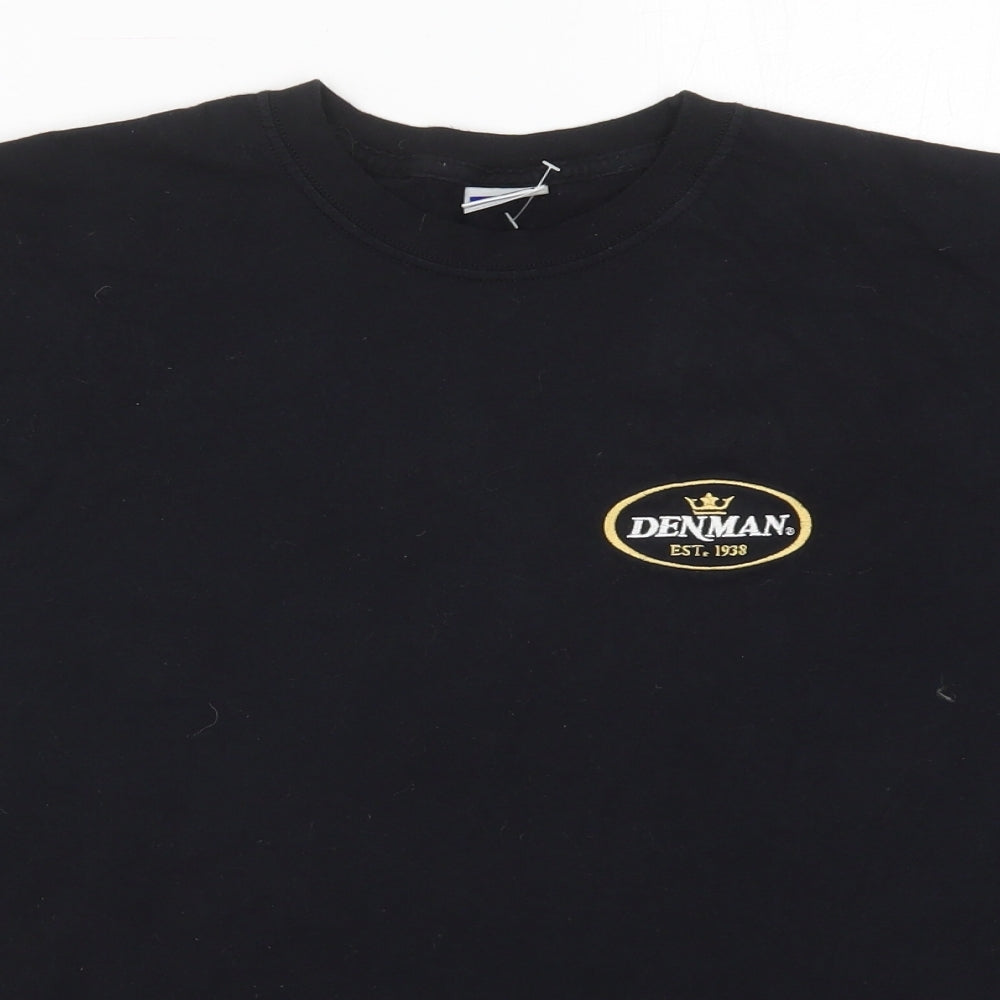Russell Mens Black  Cotton  T-Shirt Size M Crew Neck  - Team Denman