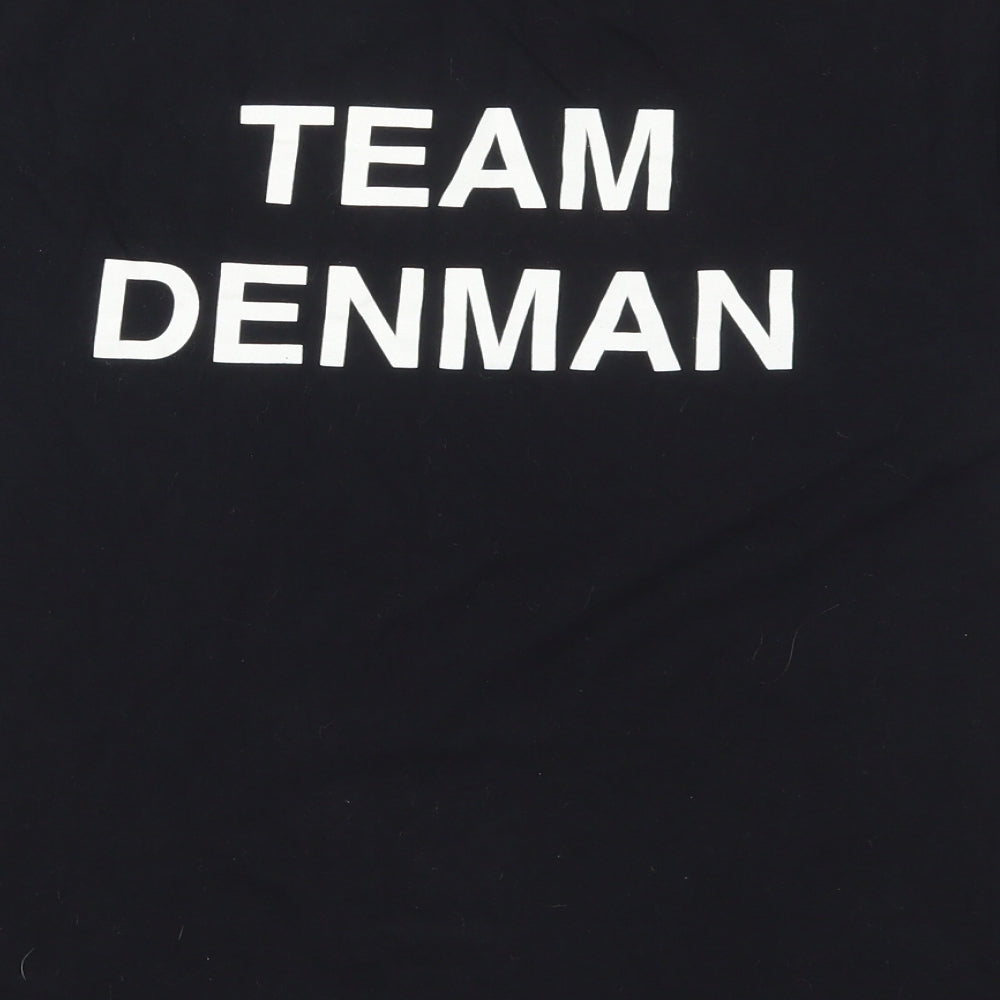 Russell Mens Black  Cotton  T-Shirt Size M Crew Neck  - Team Denman