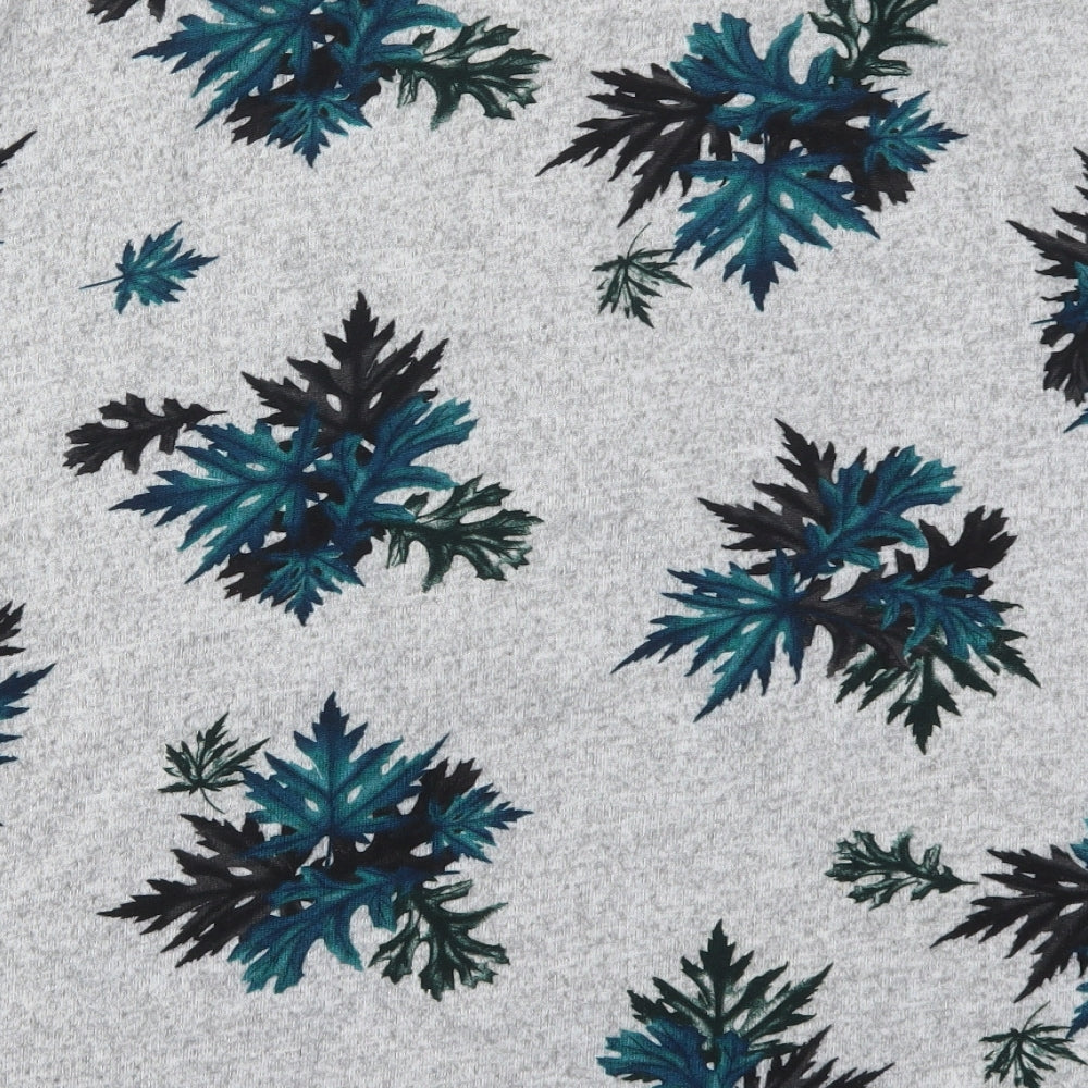 Apricot Womens Grey V-Neck  Polyester Pullover Jumper Size M   - Leaf Prints