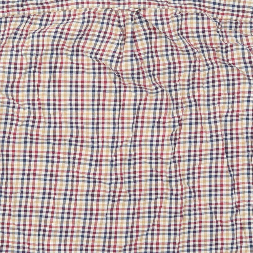 Marks and Spencer Mens Beige Check Cotton  Button-Up Size L Collared Button