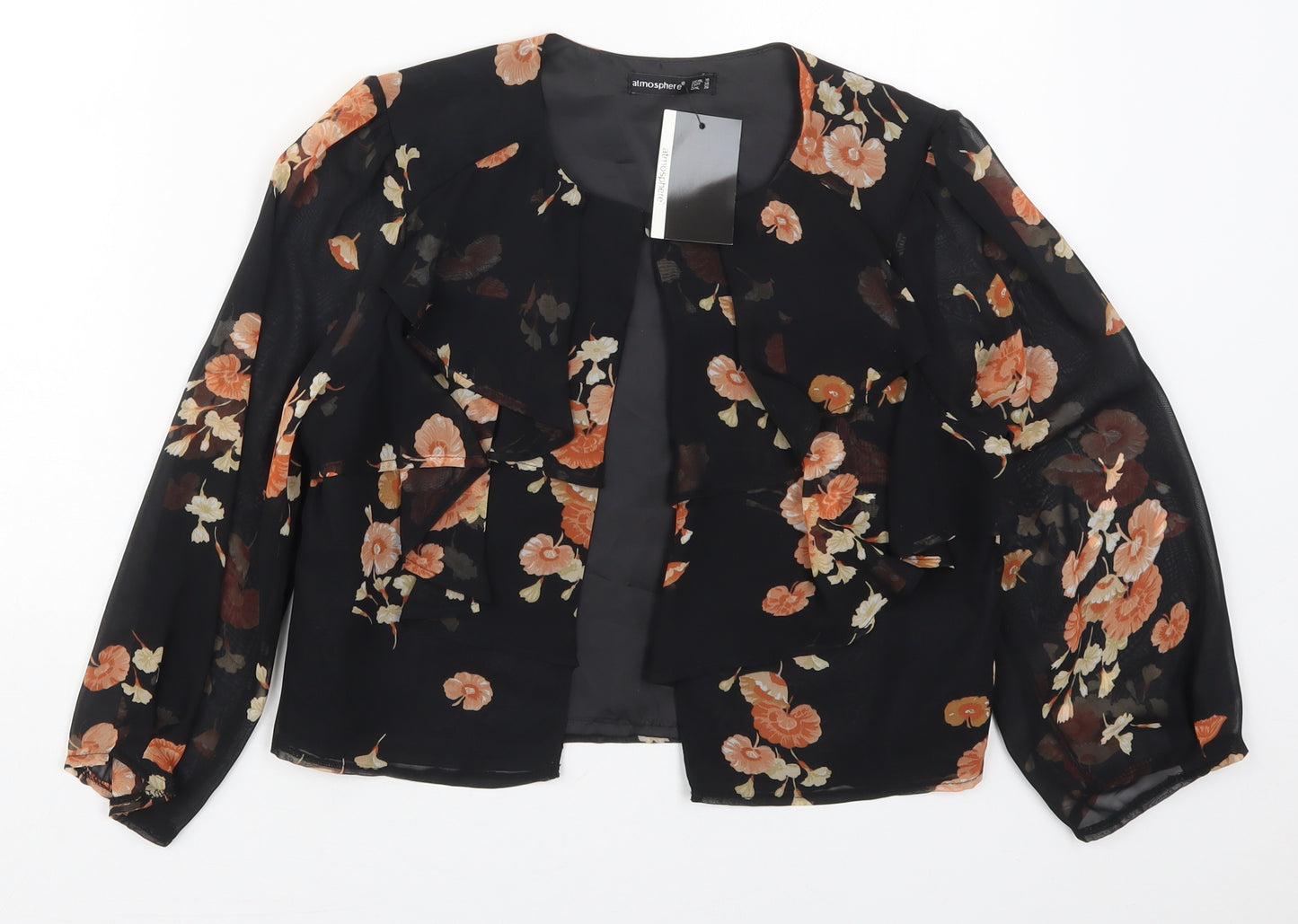 Atmosphere Womens Black Floral  Jacket  Size 10  Button