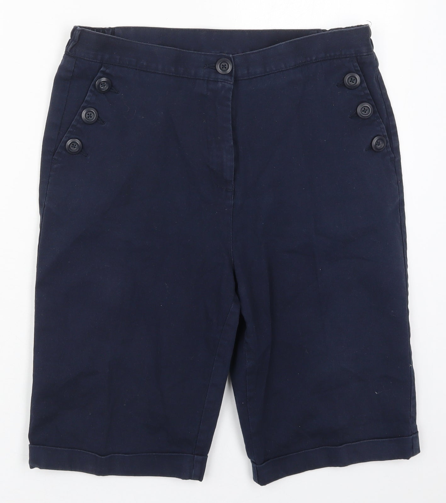 Isle Womens Blue  Cotton Bermuda Shorts Size 12 L9 in Regular Button