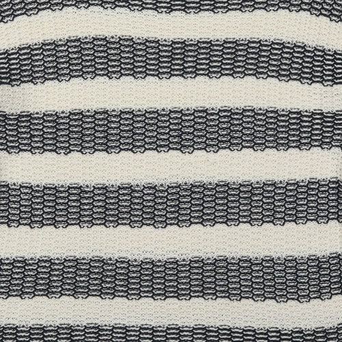 Papaua Womens Ivory Boat Neck Striped Acrylic Pullover Jumper Size M