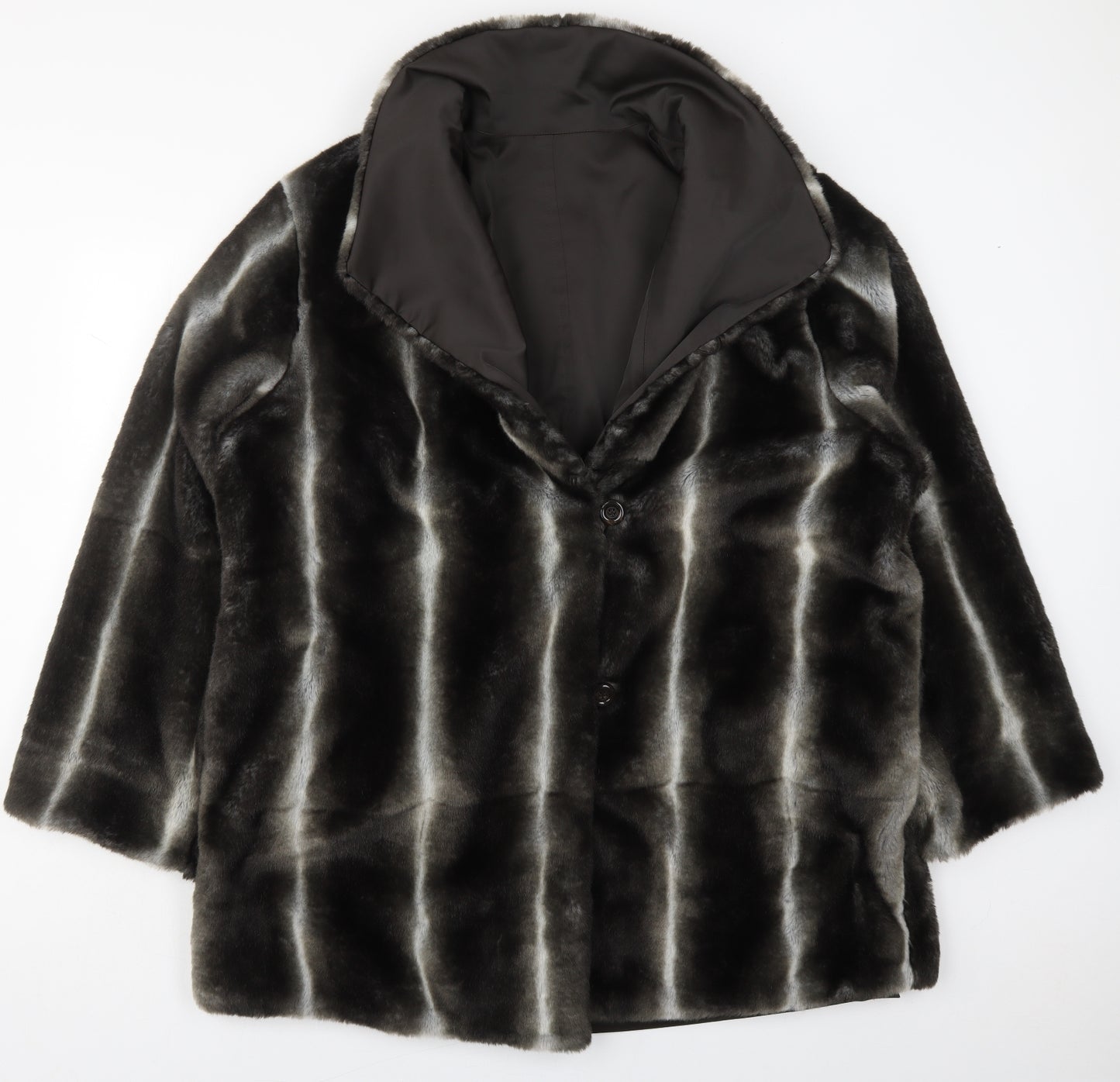 Yarell Womens Grey Striped  Overcoat Coat Size 14  Button