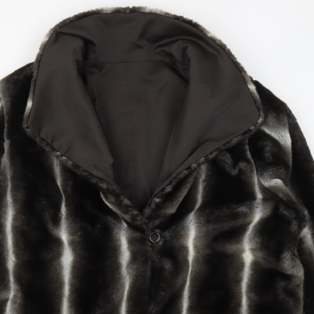 Yarell Womens Grey Striped  Overcoat Coat Size 14  Button