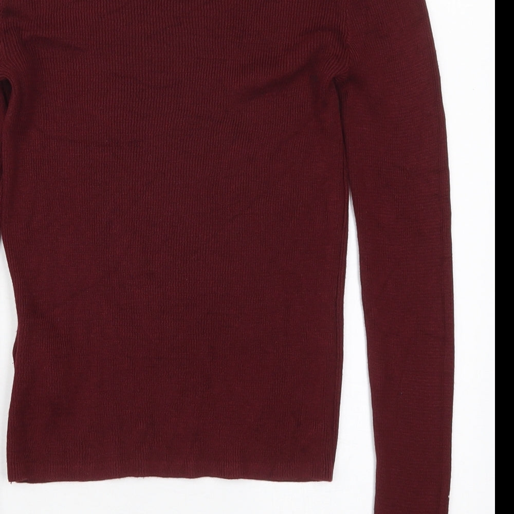 H&M Womens Red Crew Neck  Viscose Pullover Jumper Size S