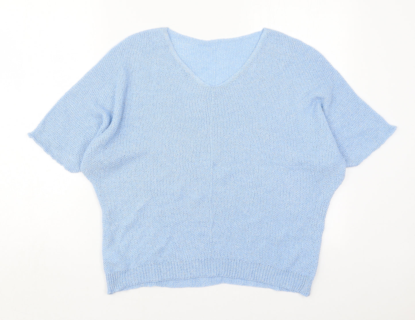Preworn Womens Blue V-Neck  Acrylic Pullover Jumper Size M