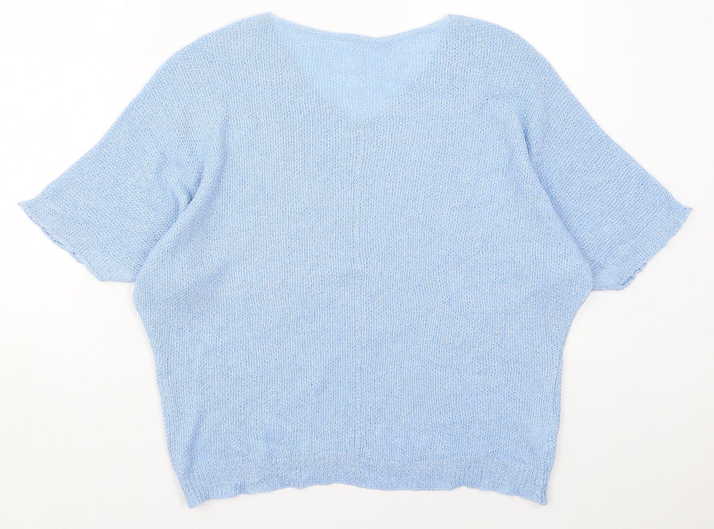 Preworn Womens Blue V-Neck  Acrylic Pullover Jumper Size M