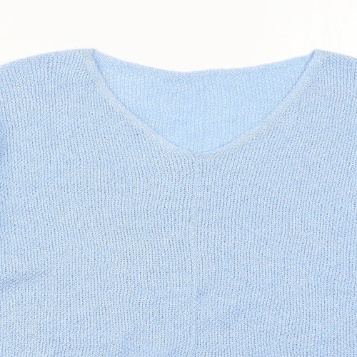 Preworn Womens Blue V-Neck  Acrylic Pullover Jumper Size M