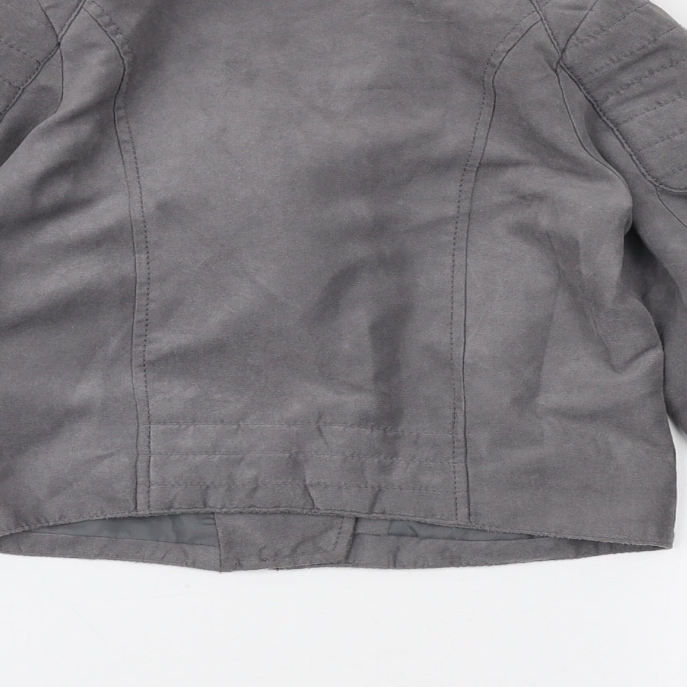 H&M Girls Grey   Jacket  Size 7-8 Years  Zip - Faux suede
