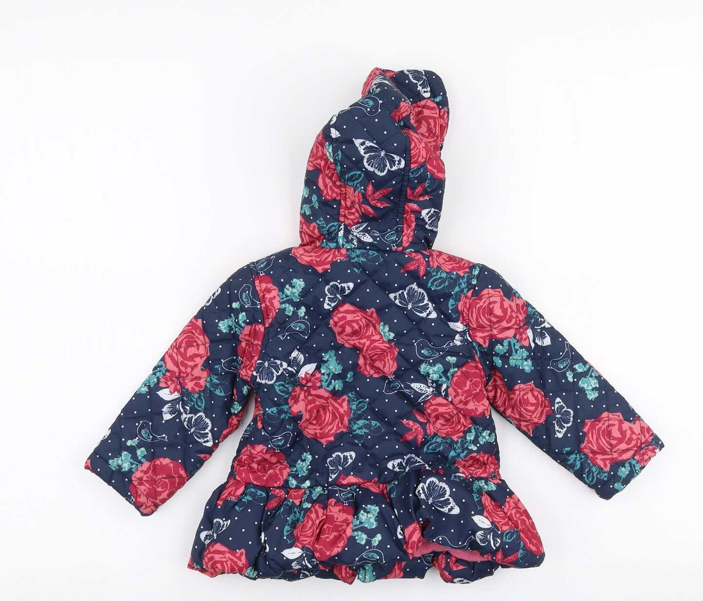 Nutmeg Girls Multicoloured Floral  Puffer Jacket Coat Size 12-18 Months   Zip