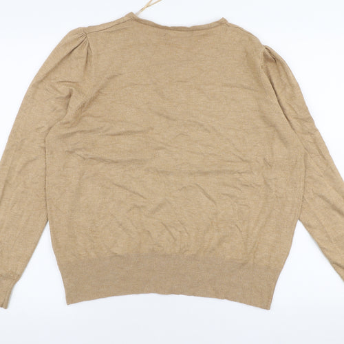 Marks and Spencer Womens Beige V-Neck  Viscose Cardigan Jumper Size 18