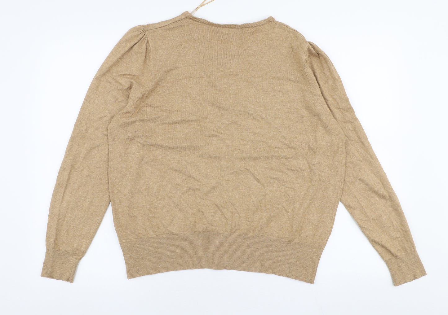 Marks and Spencer Womens Beige V-Neck  Viscose Cardigan Jumper Size 18