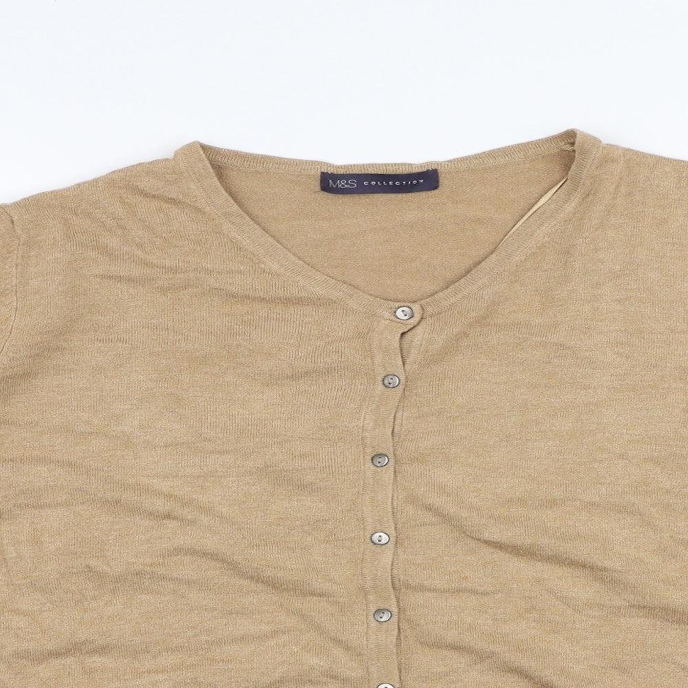 Marks and Spencer Womens Beige V-Neck  Viscose Cardigan Jumper Size 18