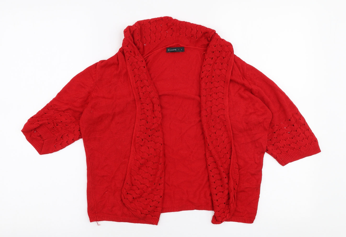 Miladys Womens Red Collared  Viscose Cardigan Jumper Size L