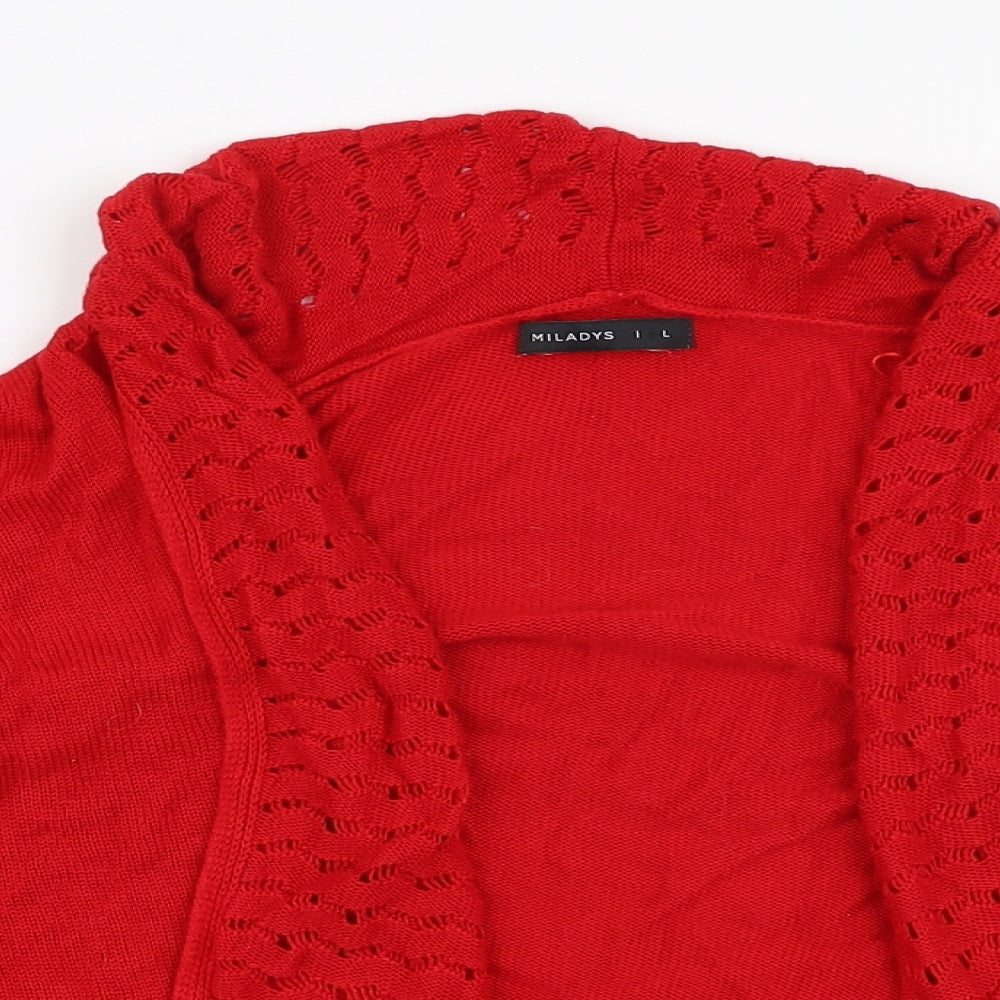 Miladys Womens Red Collared  Viscose Cardigan Jumper Size L