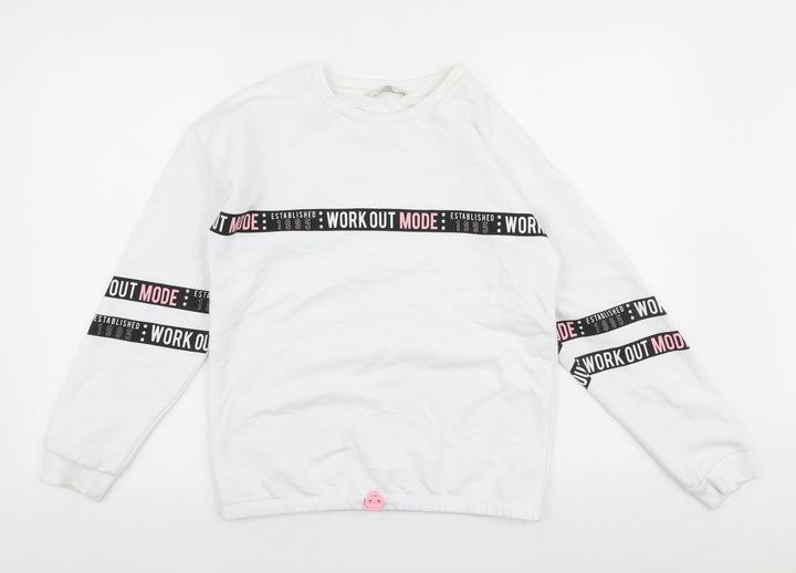 George Girls White  Polyester Pullover Sweatshirt Size 12-13 Years  Pullover - Work out mode