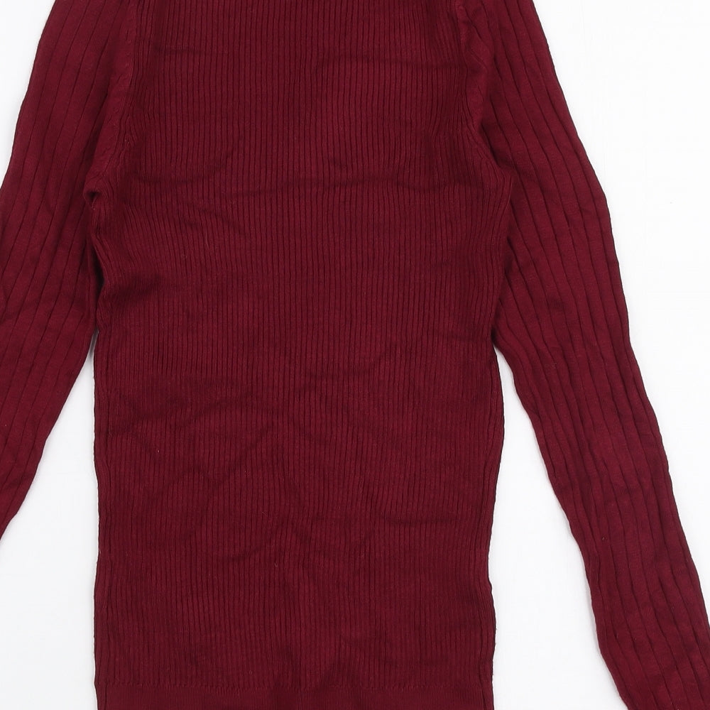 New Look Womens Red High Neck  Viscose Pullover Jumper Size 10